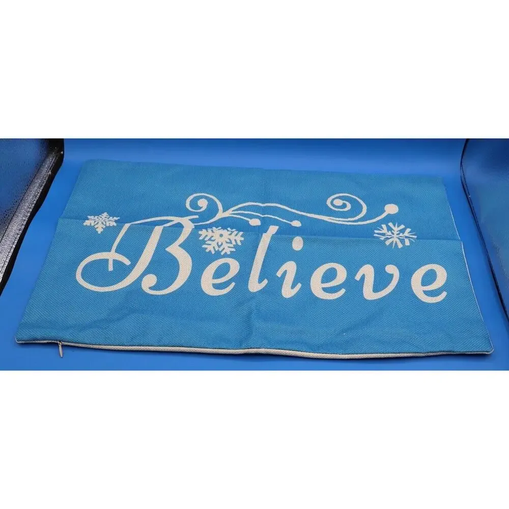Merry Christmas Believe Snowflake Winter Blessed Lumbar Pillow Case‎